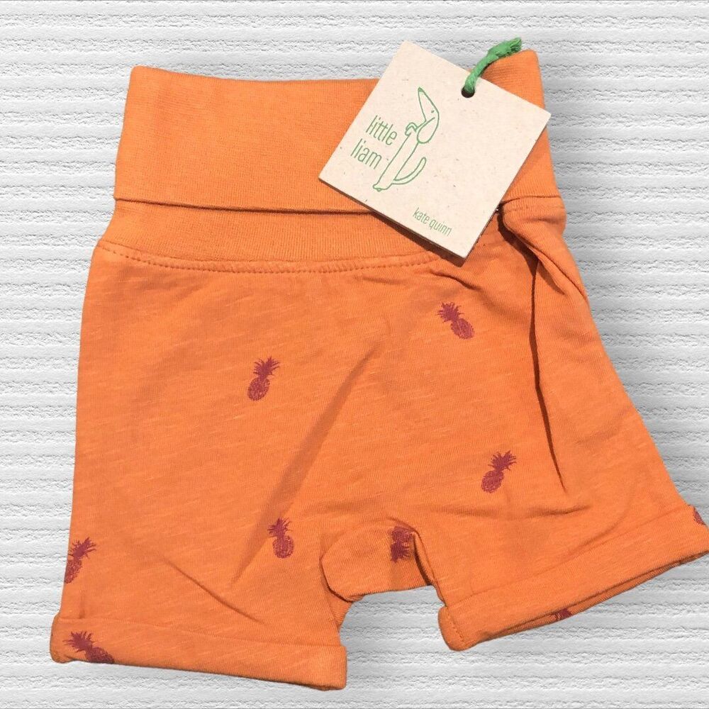 Kate Quinn Little Liam 0-3 Orange Pineapple Shorts Organic Cotton
